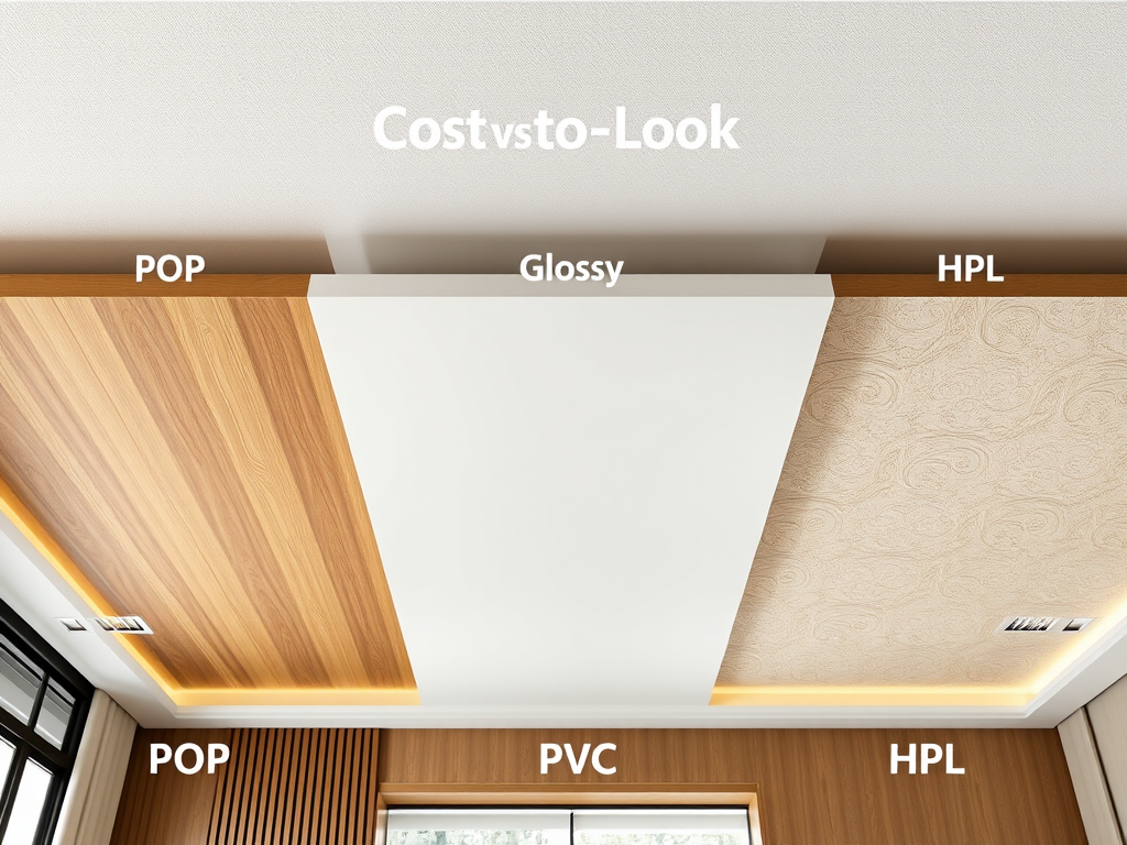 Cost‑to‑Look Chart: POP vs PVC vs HPL for Drawing‑Room Ceilings